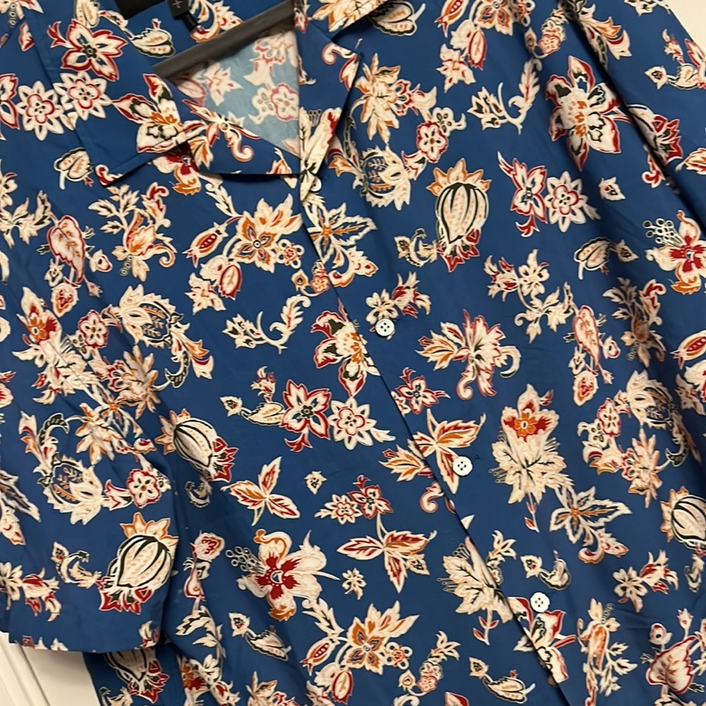 rag & bone Blue Floral Casual Button Down Shirt - Picture 10 of 11